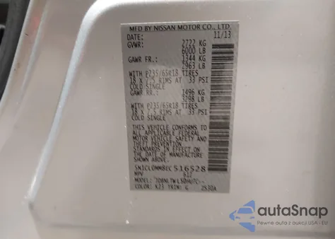 2014 Infiniti Qx60 Hybrid z USA, uszkodzony, nr VIN 5N1CL0MM8EC516528